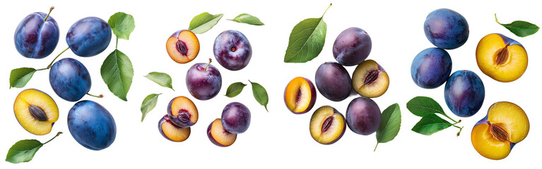 Aufkleber - Defining object: falling plum isolated on white background, clipping path, depth of field full