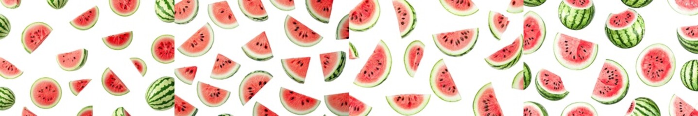 Aufkleber - The watermelon set is isolated on a white background with selective focus