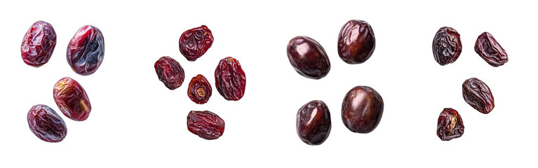 Poster - Falling raisin isolated on white background, clipped path, full depth of field