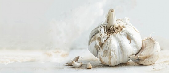 Sticker - Studio shot of garlic with a white background providing copy space image