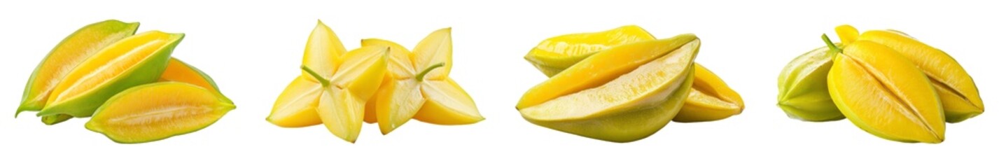 Poster - An isolated, white background, clipped path, and full depth of field of an exotic carambola fruit