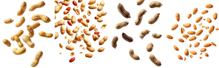 Poster - Isolated falling peanut on white background, clipping path, full depth of field