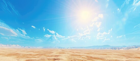 scorching summer sunshine under a clear blue sky at noon depicting a heat wave with a vibrant appear