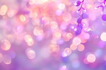 Poster - Soft pastel bokeh background featuring purple and pink hues with a dreamy atmosphere, perfect for creative projects and artistic designs