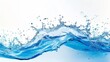 © Gophotograph - Abstract blue water wave splashes and drops, isolated on a transparent background.