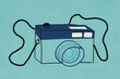 © Westend61 - Illustration of retro camera on blue background