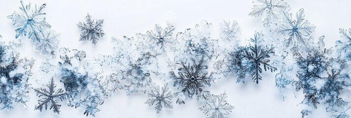 Leinwandbilder - Unique snowflakes intertwine with lines, creating an abstract winter-inspired design that evokes a sense of cold beauty and wonder. Generative AI