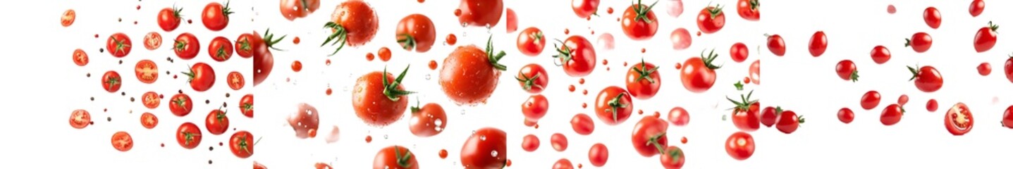 Poster - Isolated tomato falling on white background with selective focus