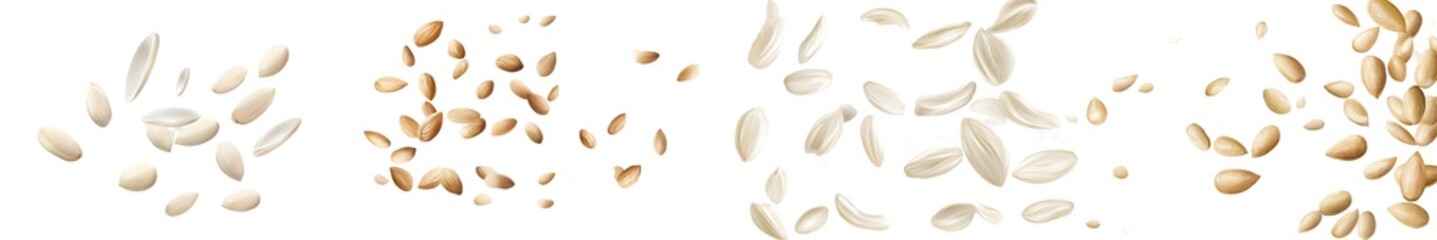 Poster - The falling sesame is isolated on a white background, selectively focused