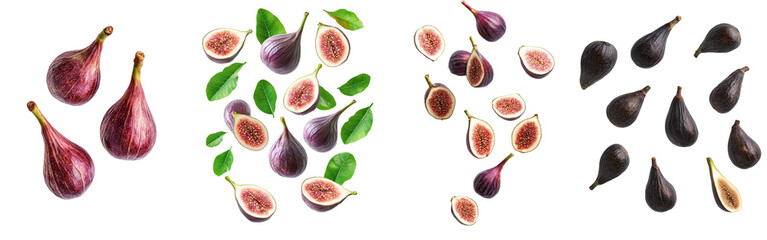 Sticker - Isolated falling fig on white background, clipping path, depth of field full