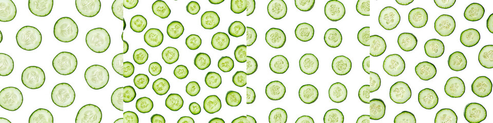 Poster - A slice of cucumber isolated on a white background, seamless, patternless