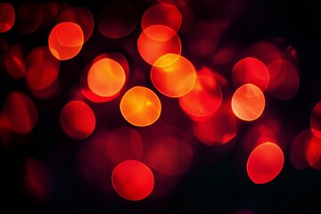 Poster - Vibrant abstract red bokeh lighting effects creating a warm atmosphere in a dark setting during evening hours