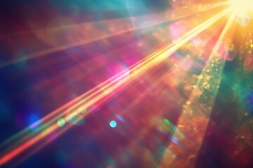 Poster - Colorful light rays create a vibrant display against a dark background in a captivating artwork that evokes a sense of wonder and joy