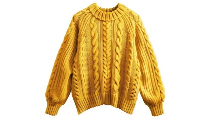 Sweater yellow color isolated on white Trendy women s clothing Autumn fashion Knitted apparel