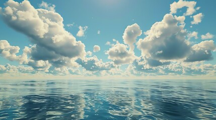 Poster - The sky is filled with clouds and the ocean is calm