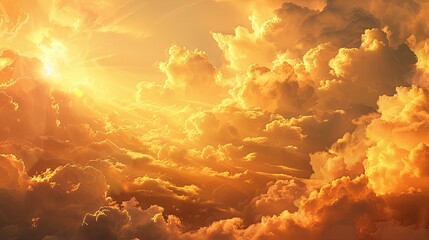 Poster - Beautiful sky painted by the sun leaving bright golden shades Dense clouds in twilight sky in winter evening Image of cloud sky on evening time Evening sky scene with golden light from the setting sun