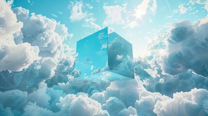 Sticker - Blue color cloud square cut