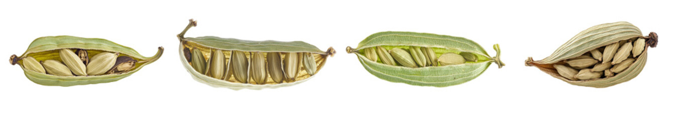 Poster - White background, clipping path, depth of field full, cardamom isolated