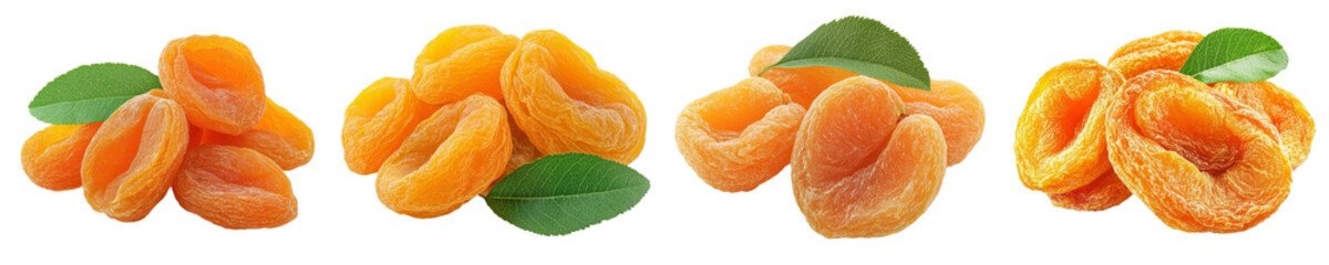 Poster - Apricots and dried apricots, isolated on white background, clipping path, depth-of-field