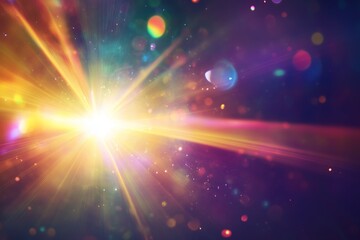 Poster - Colorful abstract light burst with vibrant energy radiating from the center on a dark background