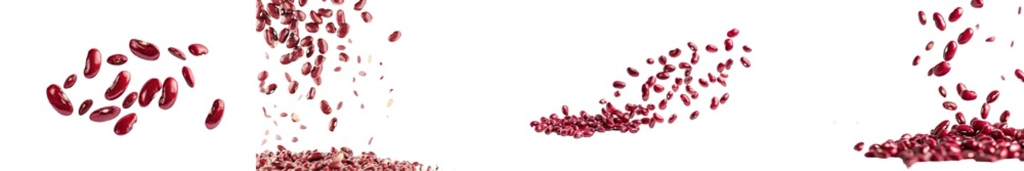 Aufkleber - Isolated on white background, selective focus, red kidney bean falling