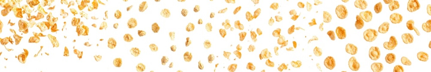 Poster - A selective focus image of corn flakes on a white background