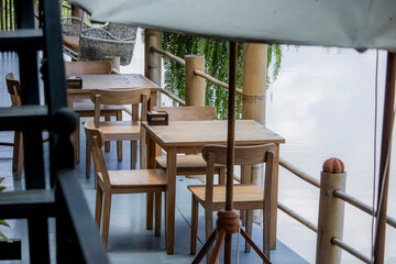 Decorative of the Wicker furniture in the cafe