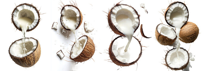 Poster - A close-up of coconut milk, isolated on a white background