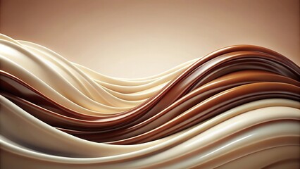 Wall Mural - Abstract background of a long shot wave of chocolate and milk cream