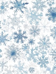 Poster - A captivating pattern of abstract snowflakes in various shades of blue, interspersed with delicate lines, evokes a chilly winter ambiance. Generative AI