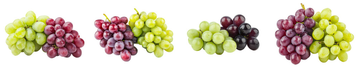 Canvas Print - Grapes, red and green, isolated on white, fully focused