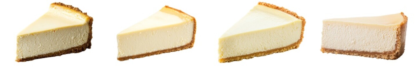 Poster - Full depth of field of a cheesecake piece on a white background