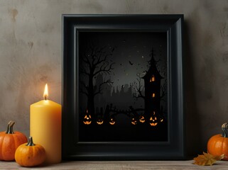 Wall Mural - halloween background with pumpkin and pumpkins