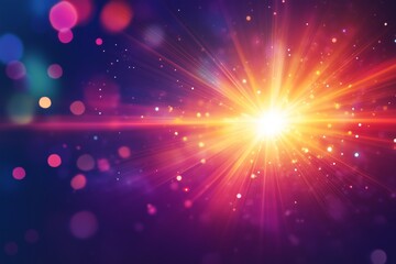 Poster - colorful explosion of light and bokeh effects against a dark background, creating a vibrant cosmic a