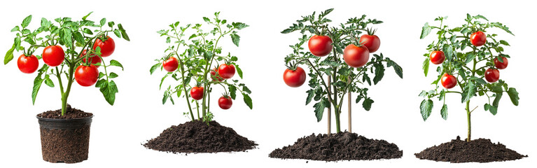 Poster - Branches of tomatoes on a white background, full depth of field