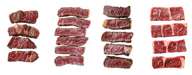 Poster - The angle of the steak is full depth of field, isolated on a white background.