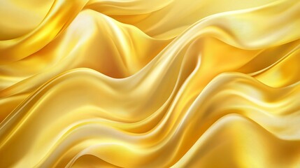 Wall Mural - Wavy golden parallel gradient lines and ribbons on a silk-like background with shades of yellow. Ideal for banners and posters.