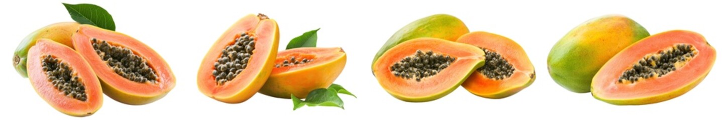 Poster - Isolated papaya with full depth of field on white background