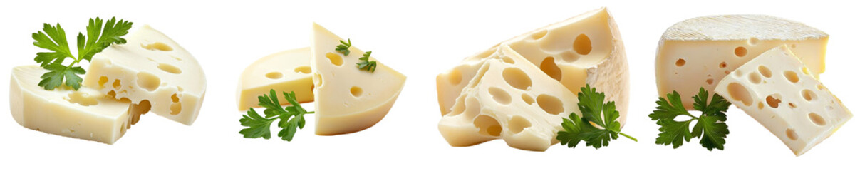 Poster - An isolated white background with a full depth of field shows cheese