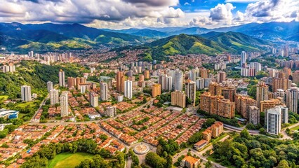 Wall Mural - Aerial view of minimalist panorama in Envigado