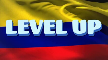 Poster - level up text animation over colombian flag background