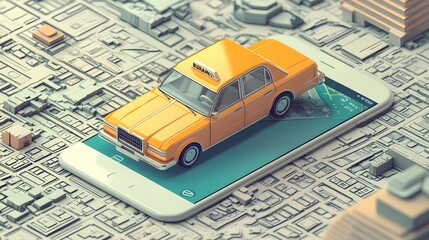 Wall Mural - flat design of a ride-sharing app with easy-to-use booking and tracking features