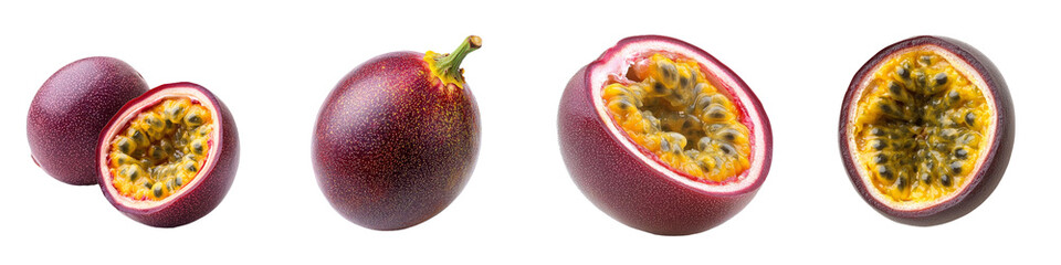 Poster - Isolated grandilla or yellow passion fruit on white background, full depth of field