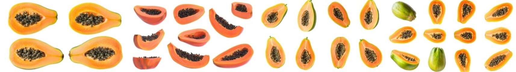 Poster - Isolated papaya on white background in full depth of field