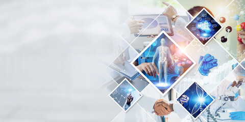 Poster - Science and medical technology concept. Wide angle visual for banners or advertisements.