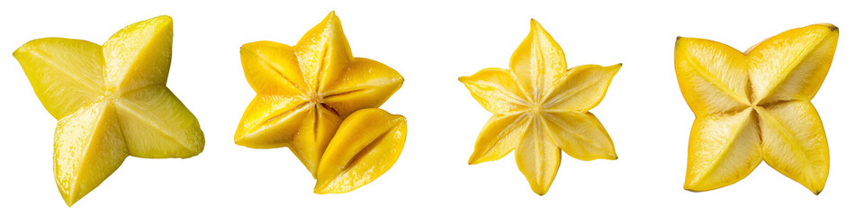 Poster - The carambola, a starfruit, is isolated on a white background.