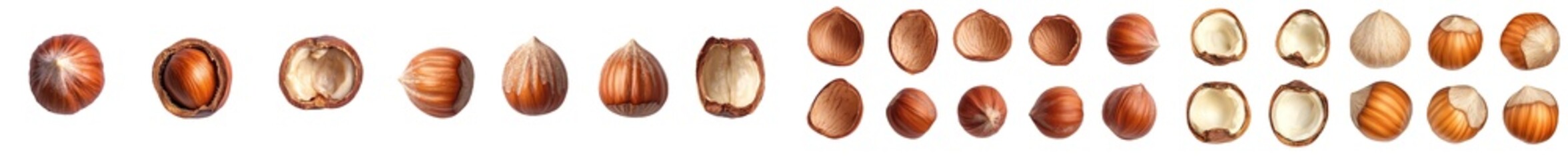 Wall Mural - Full depth of field, hazelnut half isolated on white