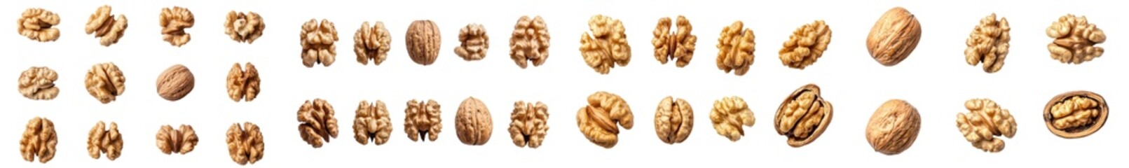 Poster - The walnut is isolated on a white background, with a full depth of field