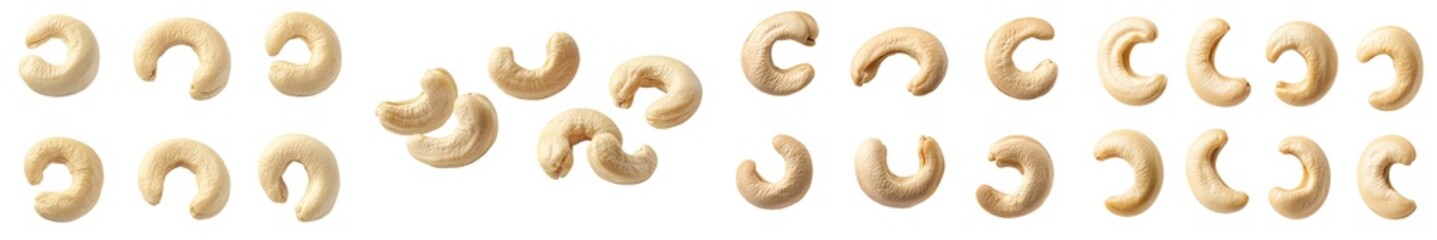 Wall Mural - An isolated cashew nut against a white background, in full focus