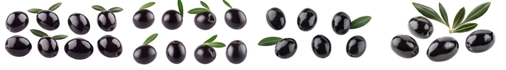 Poster - A black olive isolated on a white background, with full depth of field